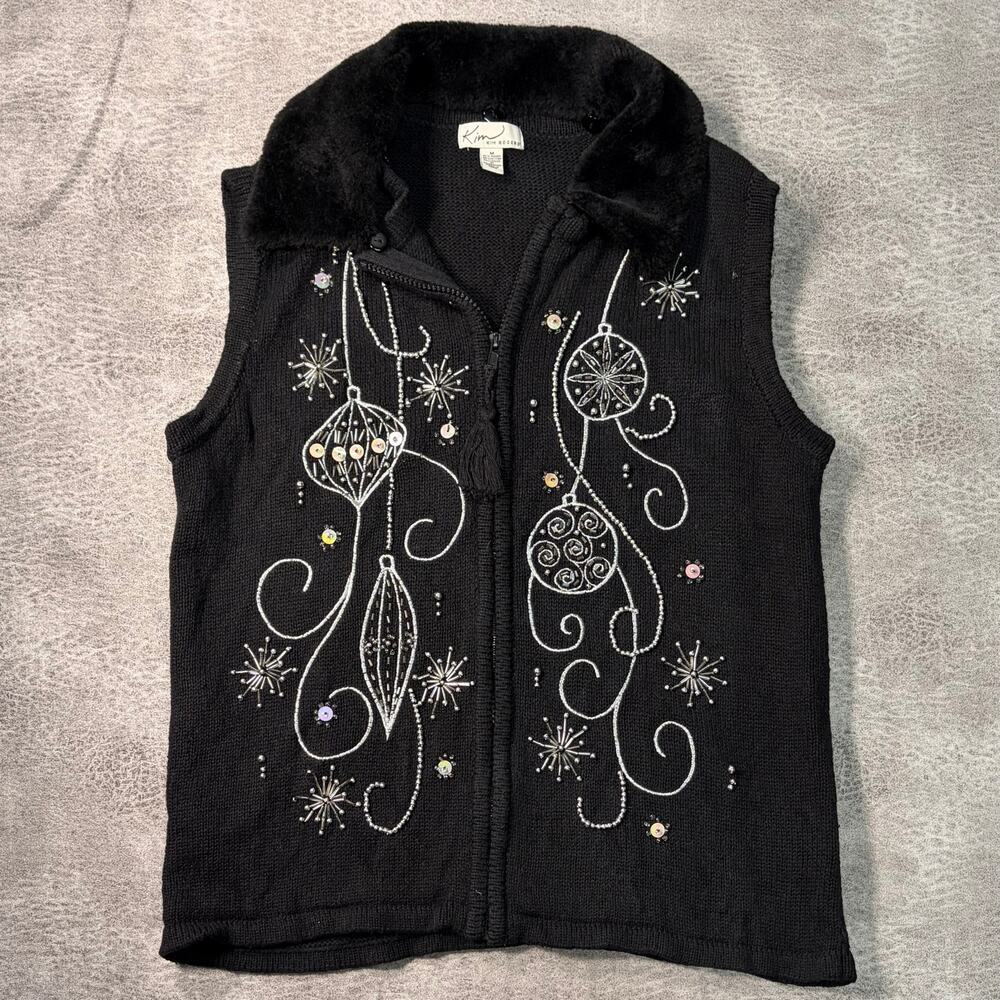 Vintage Embroidered Christmas Kim Rogers Sweater Vest